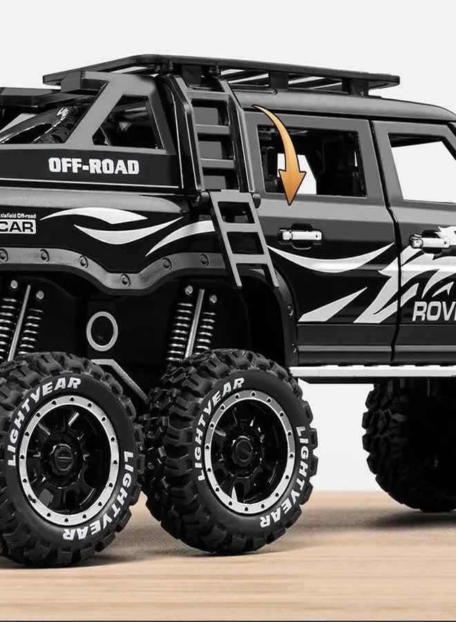KENIRY Scale Exclusive Alloy Metal Pull Back Die-cast Car Model with Sound Light Mini Auto Toy for Kids Metal Model Toy Car with Sound and Light (1:24 Scale Defender 6x6 -Black) - Image 4
